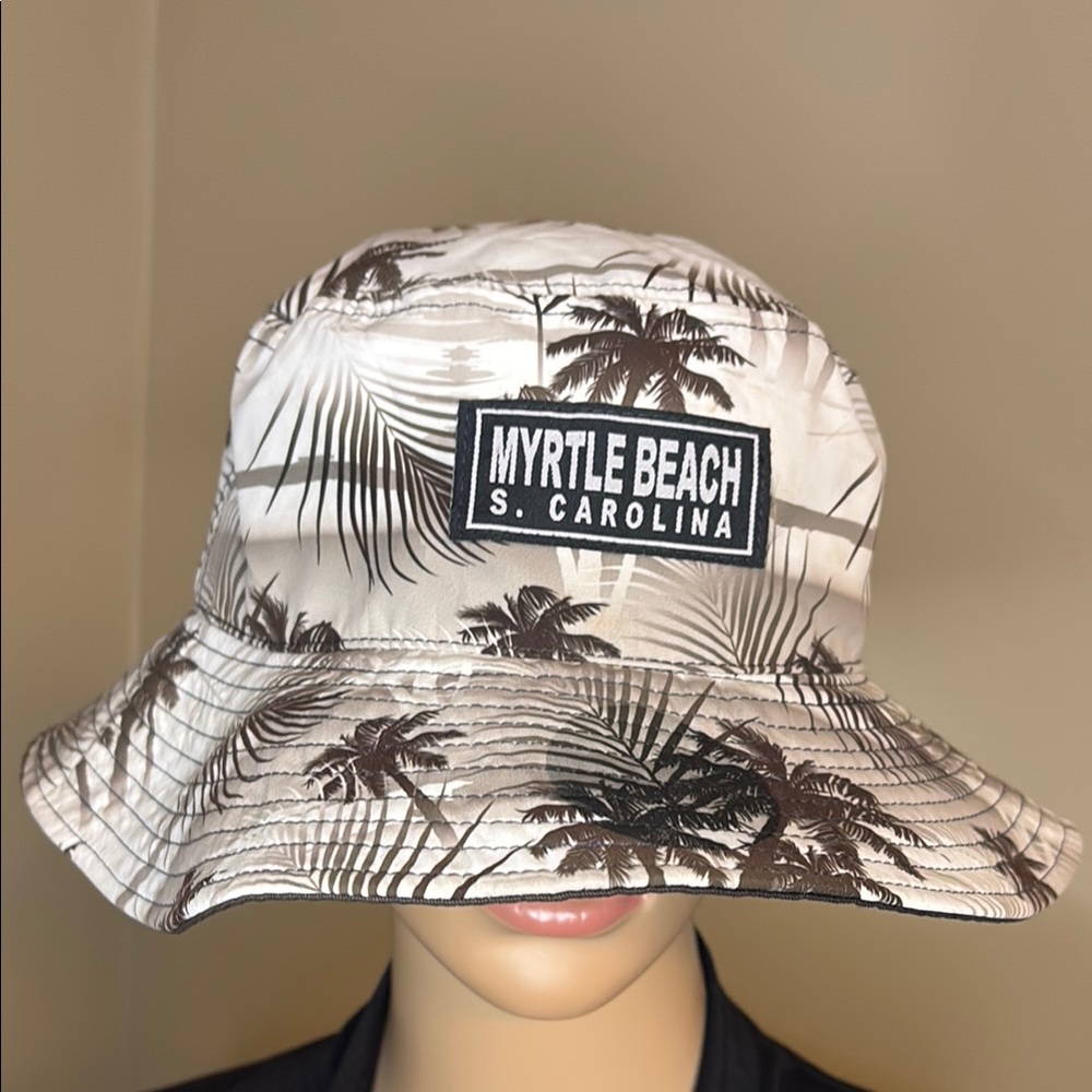 Saltwater LUXE Palm Tree Bucket Hat White and Brown